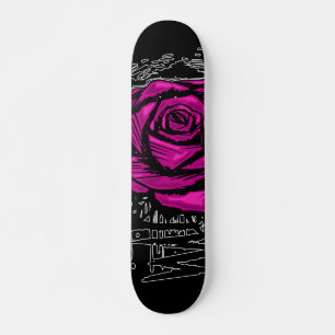 Rosa robust graffitiroskonst • Urban gatustil Mini Skateboard Bräda 18,5 Cm