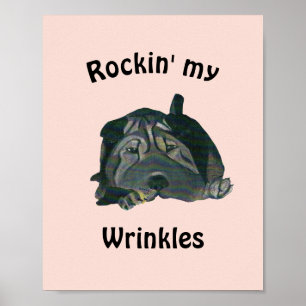Rosa "Rockin" Min Wrinkles Black Sharpei Poster