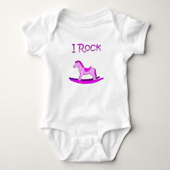 Rosa Rocking Horse Baby-kroppsdräkt Tee (Framsida)