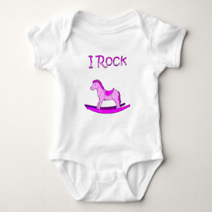 Rosa Rocking Horse Baby-kroppsdräkt Tee Shirt
