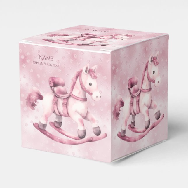 Rosa Rocking Horse Favor Box Presentaskar (Framsidan Sidan)