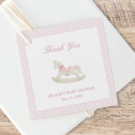 Rosa Rocking Horse Girl Baby Shower Tack Gåvor Etiketter