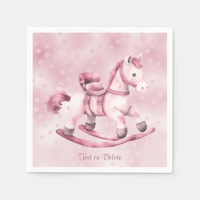 Rosa Rocking Horse Napkins Pappersservett (Framsidan)