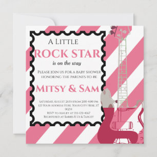 Rosa Rockstjärna Sten a Adjö Baby Shower-inbjudan Inbjudningar