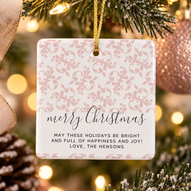 Rosa Rococo God jul Script Julgransprydnad Keramik (Skapare uppladdad)