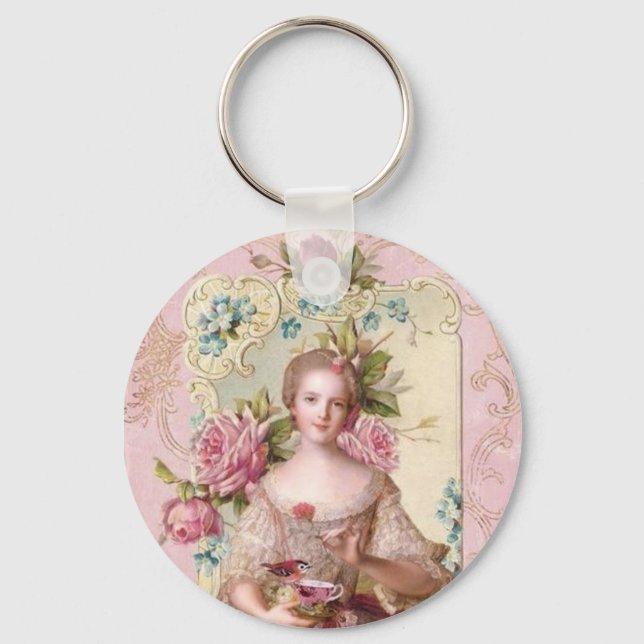 Rosa Rococo Keychain Nyckelring (Framsida)