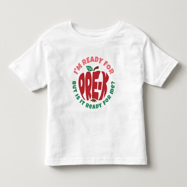 Rosa röd äpple Roligt inför Pre-K T Shirt (Framsida)