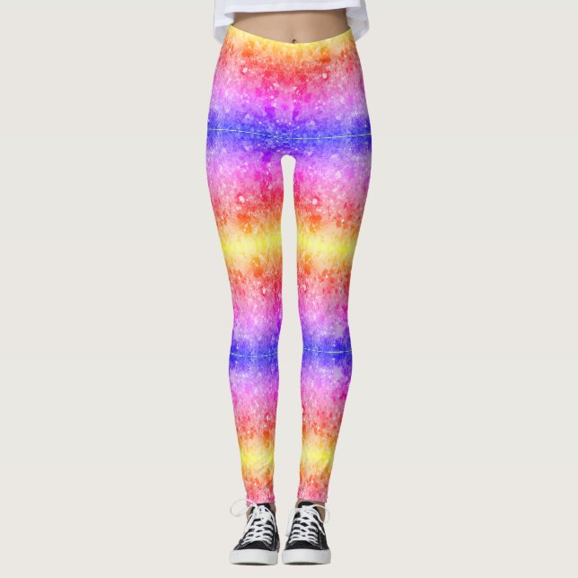 Rosa Röd Blå + Gula Färger på Anpassad Modern Leggings (Framsida)