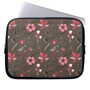 Rosa röd brun blommönster laptop sleeve