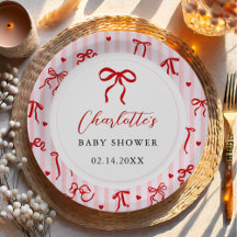 Rosa röd Coquette Bow Valentines Baby Shower
