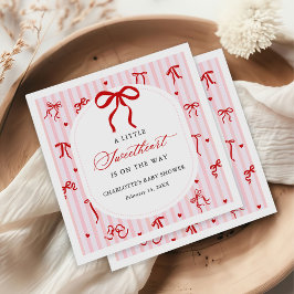 Rosa röd Coquette Bow Valentines Baby Shower Pappersservett