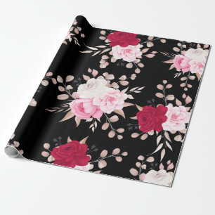 rosa röd elegant blom- presentpapper