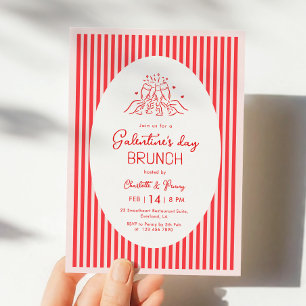 Rosa röd Galentine-fest inbjudan