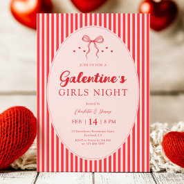 Rosa röd Galentine-fest inbjudan