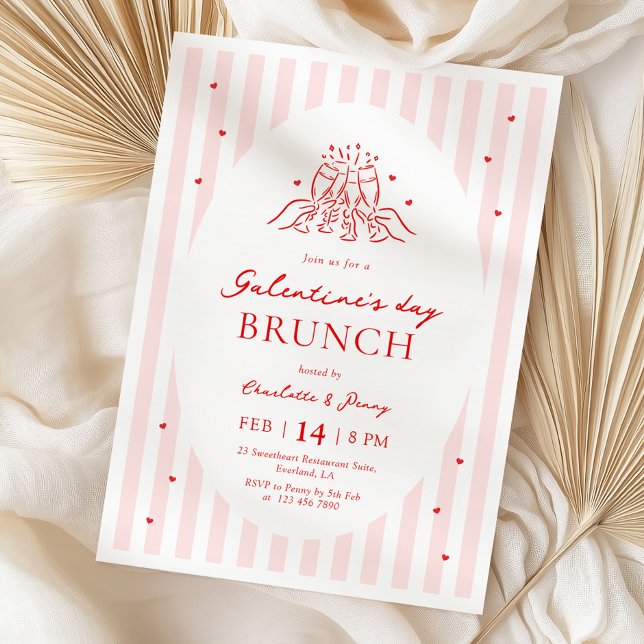 Rosa röd Galentine-fest inbjudan (Skapare uppladdad)