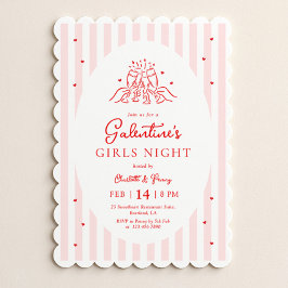 Rosa röd Galentine-fest inbjudan