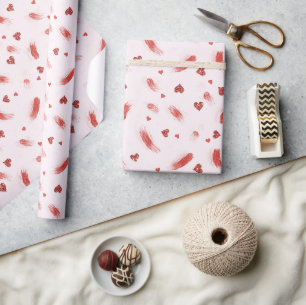 Rosa Röd Glitter Hjärtstreck Alla Hjärtans Dag Presentpapper