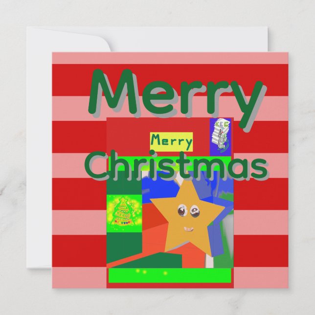 Rosa Röd God Jul Kort (Framsida)