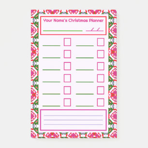 Rosa Röd Grön Jul Planerare Festlig Organisatör Post-it Block