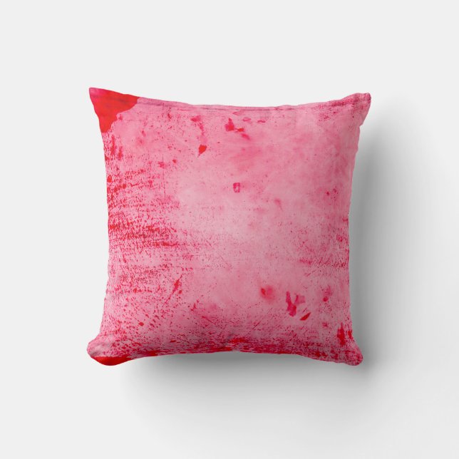 Rosa röd grunge-målningstextur kudde (Framsida)