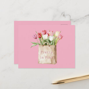 Rosa Röd Gul Vit Tulpan Blommor i Påse Vykort