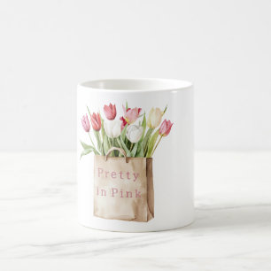 Rosa Röd Gul Vit Tulpanblommor i Påse Kaffemugg