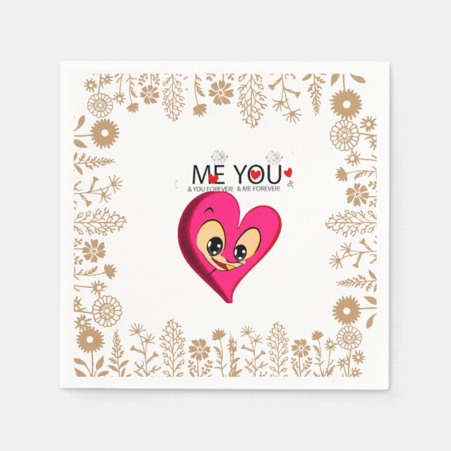 rosa röd hjärtvalentin pappersservett (Framsidan)