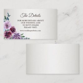 Rosa Röd Lila Blommig Watercolor Bröllopsdetalj Tilläggskort