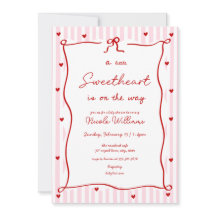Rosa Röd Liten Sötnos Bebis Baby Shower Inbjudan