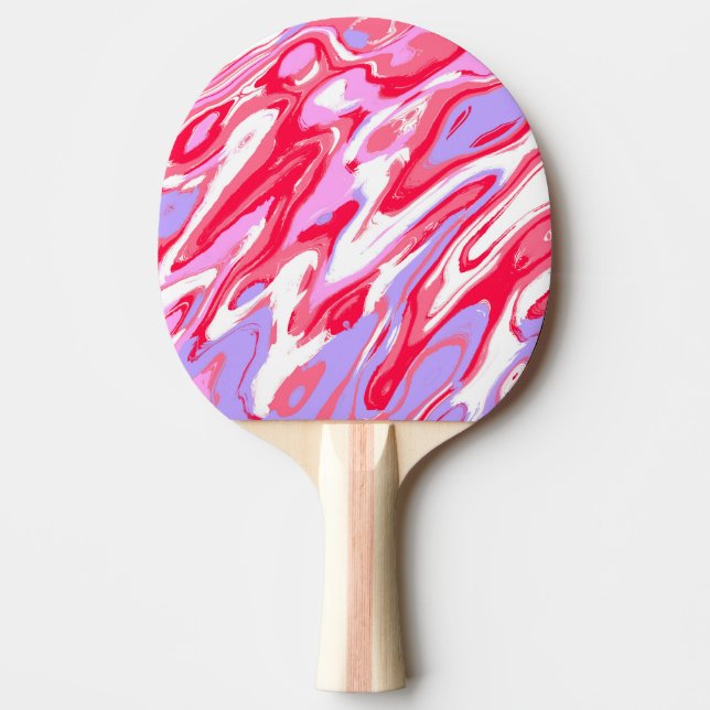 Rosa röd marmorerad textur flytande färgblandning pingisracket (Framsidan)