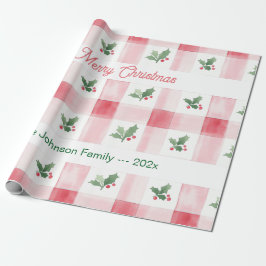 Rosa röd retro personlig jul presentpapper