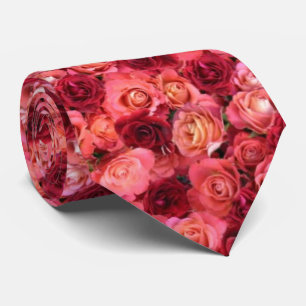 ROSA RÖD ROS FÄLT Blommönster Slips