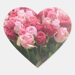 Rosa Röd ros Heart Shape Stickers Hjärtformat Klistermärke