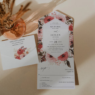 Rosa & Röd Rosa Blommigt Bröllop 2
