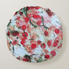 Rosa Röd Smutsig prickig Grunge Förfall Rund Kudde