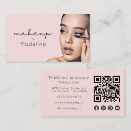 Rosa rod Social Icon QR-kod Foto Makeup Visitkort