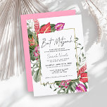 Rosa & Röd Tropisk Blommig Bat Mitzvah Inbjudningar<br><div class="desc">Denna eleganta och tropiska Bat Mitzvah-inbjudan har röda och rosa anthurium,  ingefärsblommor,  cooktown-orkidéer,  paradisfågelsblommor och tropiska blad med falska guldramar. Anpassa den efter dina behov. Du hittar matchande produkter i min butik.</div>