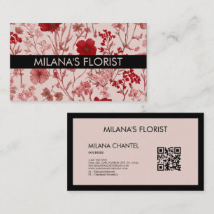 Rosa röd tusenskönas modern trendig blomma blomste visitkort