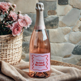 Rosa röd vågig kant bröllopsdusch brunch