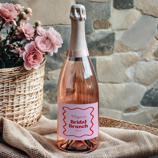 Rosa röd vågig kant bröllopsfest brunch (Skapare uppladdad)