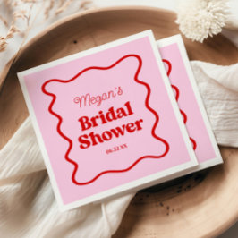 Rosa röd vågig kant bröllopsfest papper pappersservett