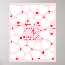 Rosa & Röda 30 Skäl Vi Älskar Dig Hjärtans Födelse