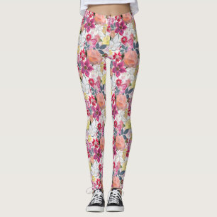 Rosa, röda akvarellblommor. servetter leggings