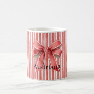 Rosa röda godisstav-ränder slinga kaffemugg