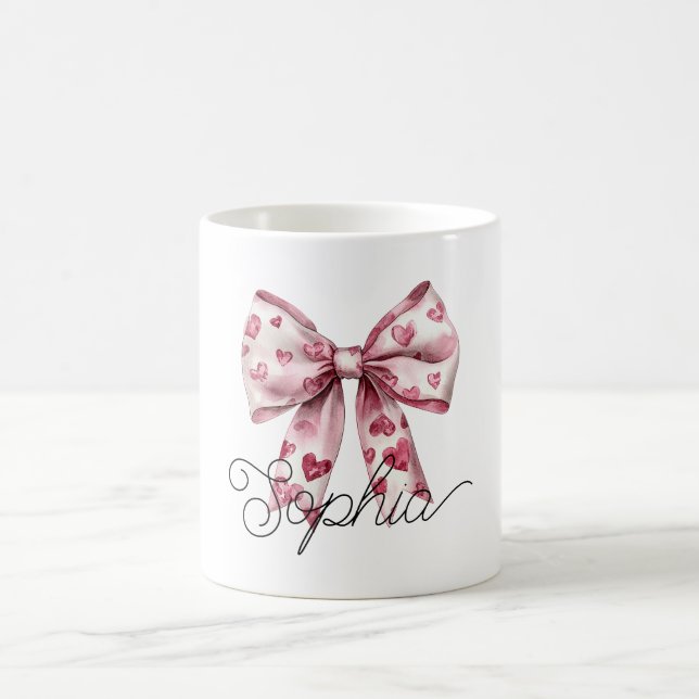 Rosa röda hjärtan slinga kaffemugg (Center)