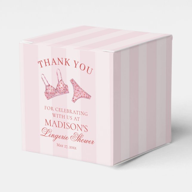 Rosa & Röda Hjärtan Underkläder Dusch Bröllopsdess Presentaskar (Framsidan Sidan)