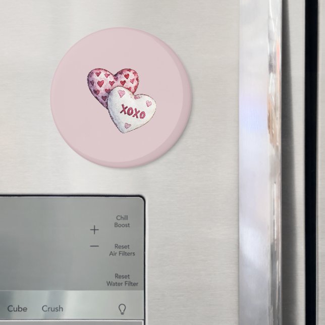 Rosa röda hjärtan XOXO Magnet (In Situ (Fridge))