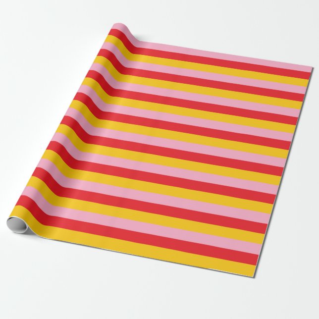 Rosa, Röda och Guld Rand Presentpapper (Utrullad)