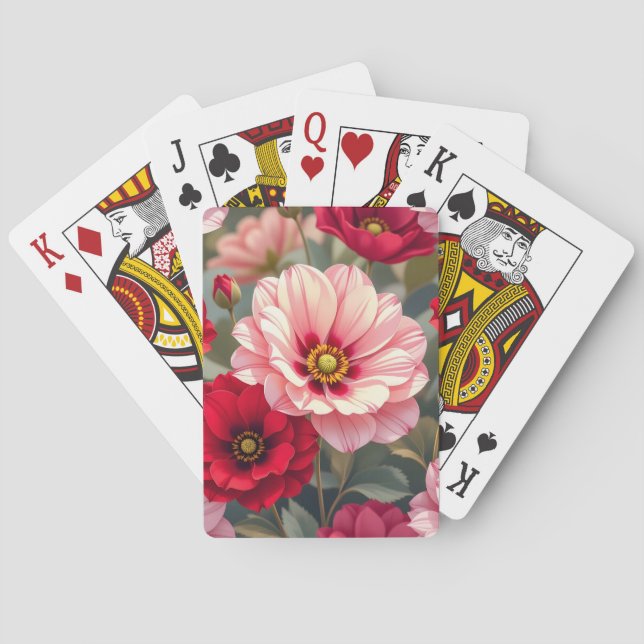 Rosa, röda och mauve blommor casinokort (Baksidan)