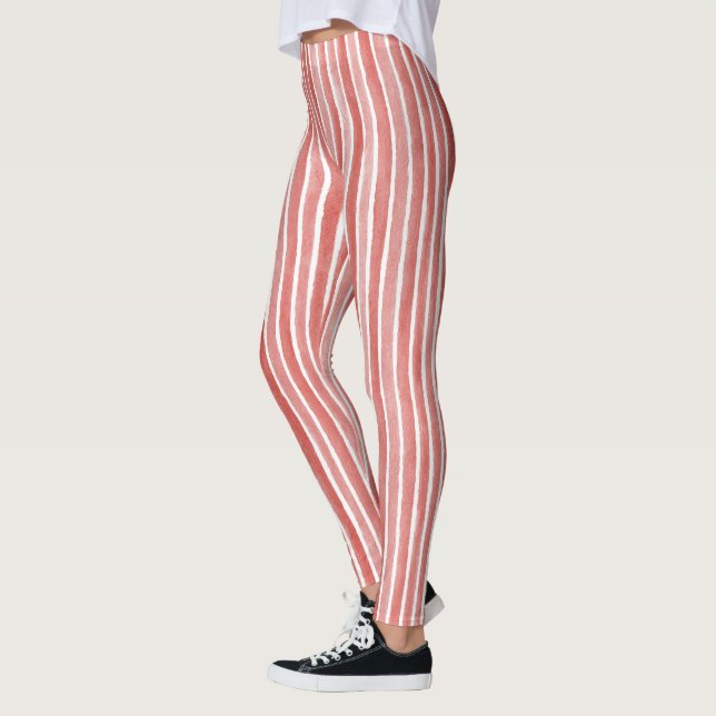 Rosa röda ränder leggings (Vänster)